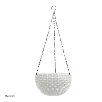 Blumenampel Nessa Rattanoptik Weiß
