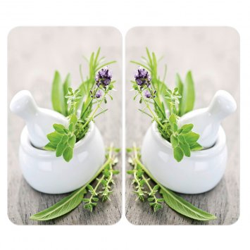 Herdabdeckplatte Universal Mod. Kräutergarten, 2er Set, für alle Herdarten geeignet