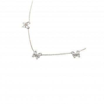 Kette 925 Sterling Silber rhodiniert Glänzend Zirkonia weiß