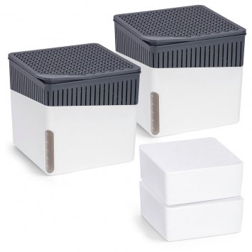 Raumentfeuchter Mod. Cube Weiß 1000 g, 2er Set, beugt Schimmel und Gerüchen vor