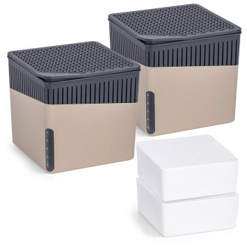 Raumentfeuchter Mod. Cube Beige 1000 g, 2er Set, beugt Schimmel und Gerüchen vor