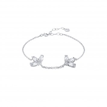 Armband 925 Sterling Silber rhodiniert  Glänzend Blume Zirkonia weiß