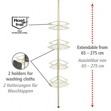 Teleskop-Eckregal Mod. Dolcedo Gold matt, rostfrei