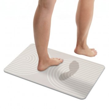 Badematte Mod. Nazca Hellgrau, aus natürlichem Diatomit