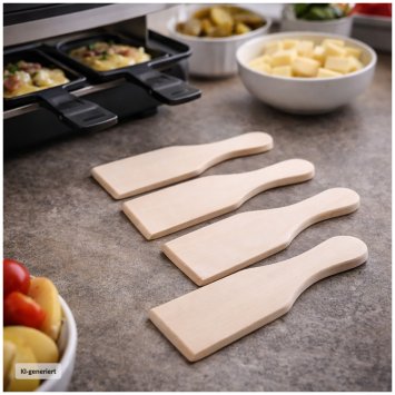 Pfannenwender perfekt für Raclette aus Holz 4er-Set