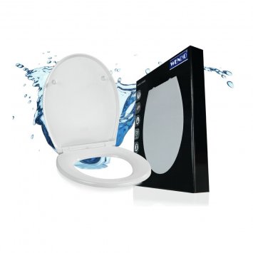 Premium WC-Sitz Mod. Samos Weiß, aus antibakteriellem Duroplast mit Absenkautomatik