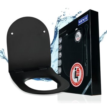 WC Sitz Mod. Sedilo Schwarz matt, Toilettendeckel in D-Form mit Absenkautomatik