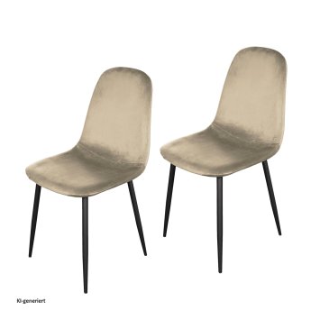 Esszimmerstuhl Samt 2er Set Savannah Creme