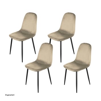 Esszimmerstuhl Samt 4er Set Savannah Creme