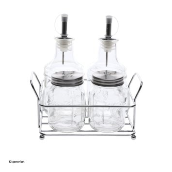 Menage-Set unbefüllt 5 Teile Glas/Metall
