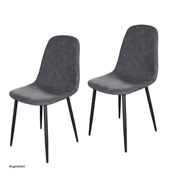 Esszimmerstuhl Kunstleder 2er Set Savannah Antikgrau