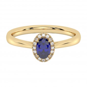 Ring 585 Gelbgold mit Diamant und Saphir