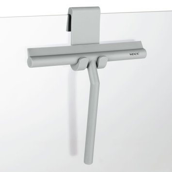 Badezimmerwischer Silikon Mod. Mola Grau, Edelstahl ummantelt mit Silikon