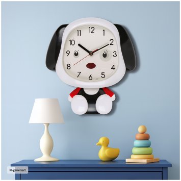 Lustige Wanduhr im Hundedesign für Kinderzimmer und Wohnräume