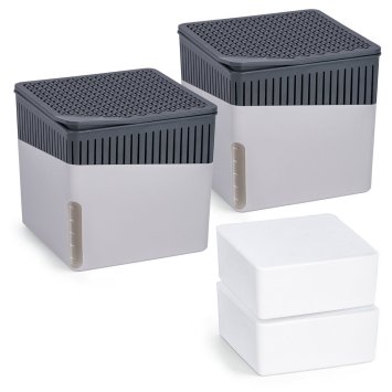 Raumentfeuchter Mod. Cube Grau 1000 g, 2er Set, beugt Schimmel und Gerüchen vor