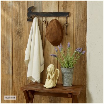 Rustikale Wandgarderobe in Hammer-Form Vintage-Look mit 4 Haken für Flur, Werkstatt oder
