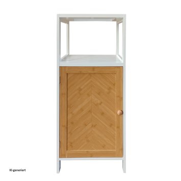 Badschrank Ilian Weiß mit Tür in Holzoptik