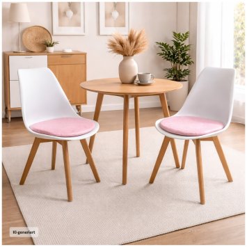 Esszimmerstuhl 2er Set Weiß mit Kunstledersitz Atlanta Rosa mit Ornament