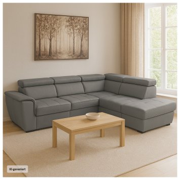 Couch Sandy mit Ottomane rechts Grau