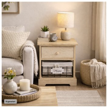 Kommode Melia mit Schublade und Korb Artisaneiche