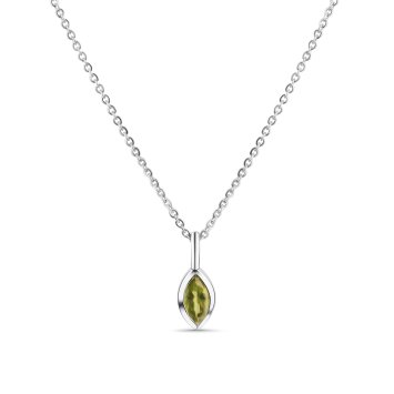 Anhänger mit Kette 925/- Sterling Silber glanz rhodiniert Peridot grün