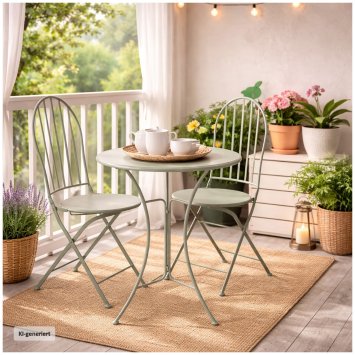 Bistro Sitzgruppe Metall Tisch mit 2 Stühlen Balkon Set Gartenmöbel