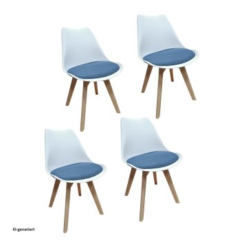 Esszimmerstuhl 4er Set Atlanta Weiß/Blau
