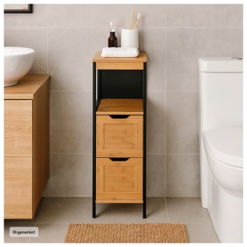 Beistellschränkchen mit 2 Schubladen Schwarz Holzoptik