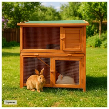 Kleintierstall aus Holz in Braun, ideal für Kaninchen