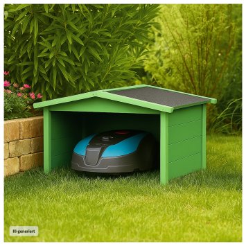 Garage für Mähroboter Robustes Holzhaus mit Wetterschutz Grün