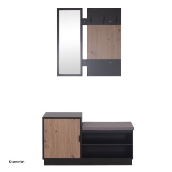 Garderobe Dana mit Schuhbank Schwarz