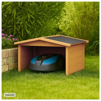 Garage für Mähroboter Robustes Holzhaus mit Wetterschutz Natur