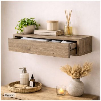Wandregal mit Schublade 60 cm Artisaneiche