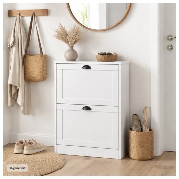 Schuhschrank Thekla mit 2 Klappen Weiß