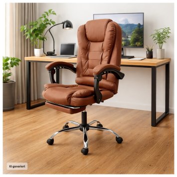 Chefsessel mit Fußstütze Kunstleder Braun