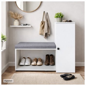 Schuhschrank mit Sitzbank Thekla Weiß