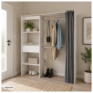 Offene Garderobe mit Vorhang Weiß