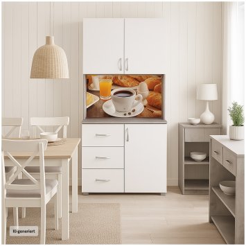 Küchenschrank Weiß/Beton Blanca Bistro