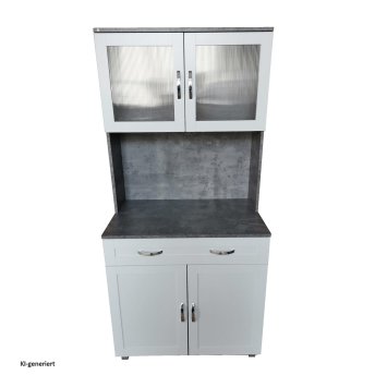 Küchenbuffet mit Glasteil Beton Weiß Blanca