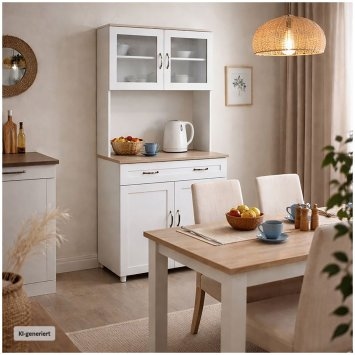 Küchenbuffet mit Glasteil Weiß Blanca