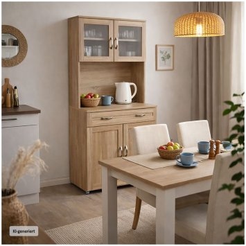 Küchenbuffet mit Glasteil Sonoma Blanca