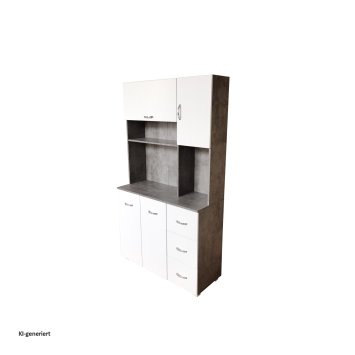 Küchenschrank Beton/Weiß Blanca