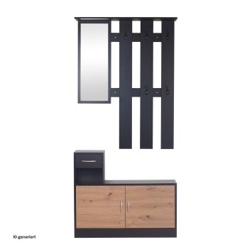 Garderoben-Set Dana mit Schuhschrank Schwarz