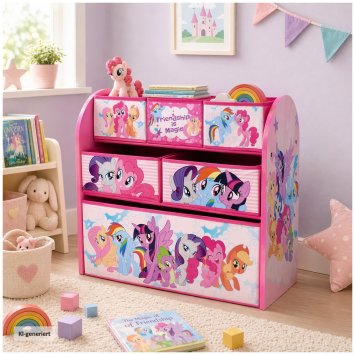 My Little Pony Aufbewahrungsregal Kinder 3-stöckig mit Boxen