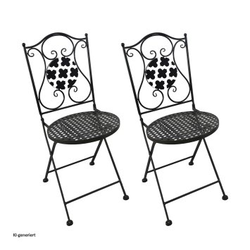 Gartenstuhl 2er-Set Metall Black and White