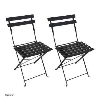 Gartenstuhl 2er-Set Basil Metall Schwarz