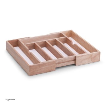 Besteckkasten, ausziehbar Gummibaum, Melamin
