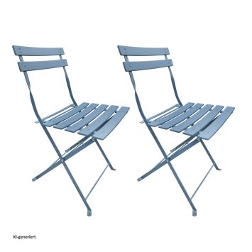 Gartenstuhl 2er-Set Basil Metall Blau
