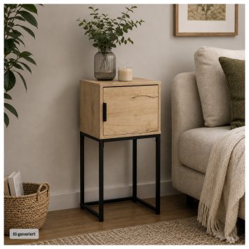 Konsolentisch Cedrik 40 cm mit Tür Artisaneiche-Schwarz