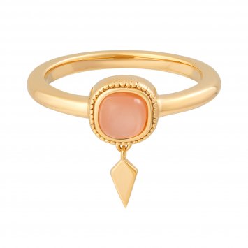 Ring 925 Silber vergoldet orange Mondstein